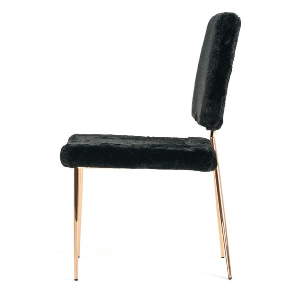 Candace Modern Black Faux Fur Dining Chair (Set of 2)