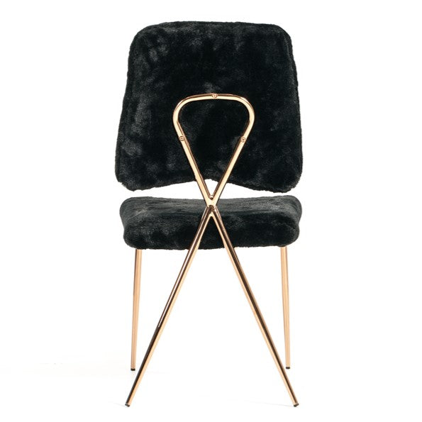 Candace Modern Black Faux Fur Dining Chair (Set of 2)