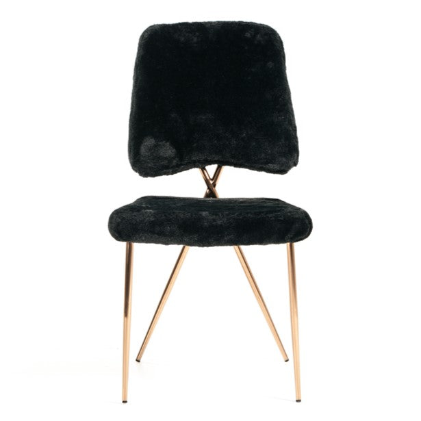 Candace Modern Black Faux Fur Dining Chair (Set of 2)