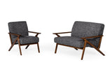 Candea Mid-Century Walnut and Grey Accent Chair