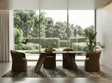 Carnaby Modern Dark Grey Glass + Walnut Dining Table