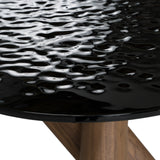 Carnaby Modern Dark Grey Glass + Walnut Dining Table