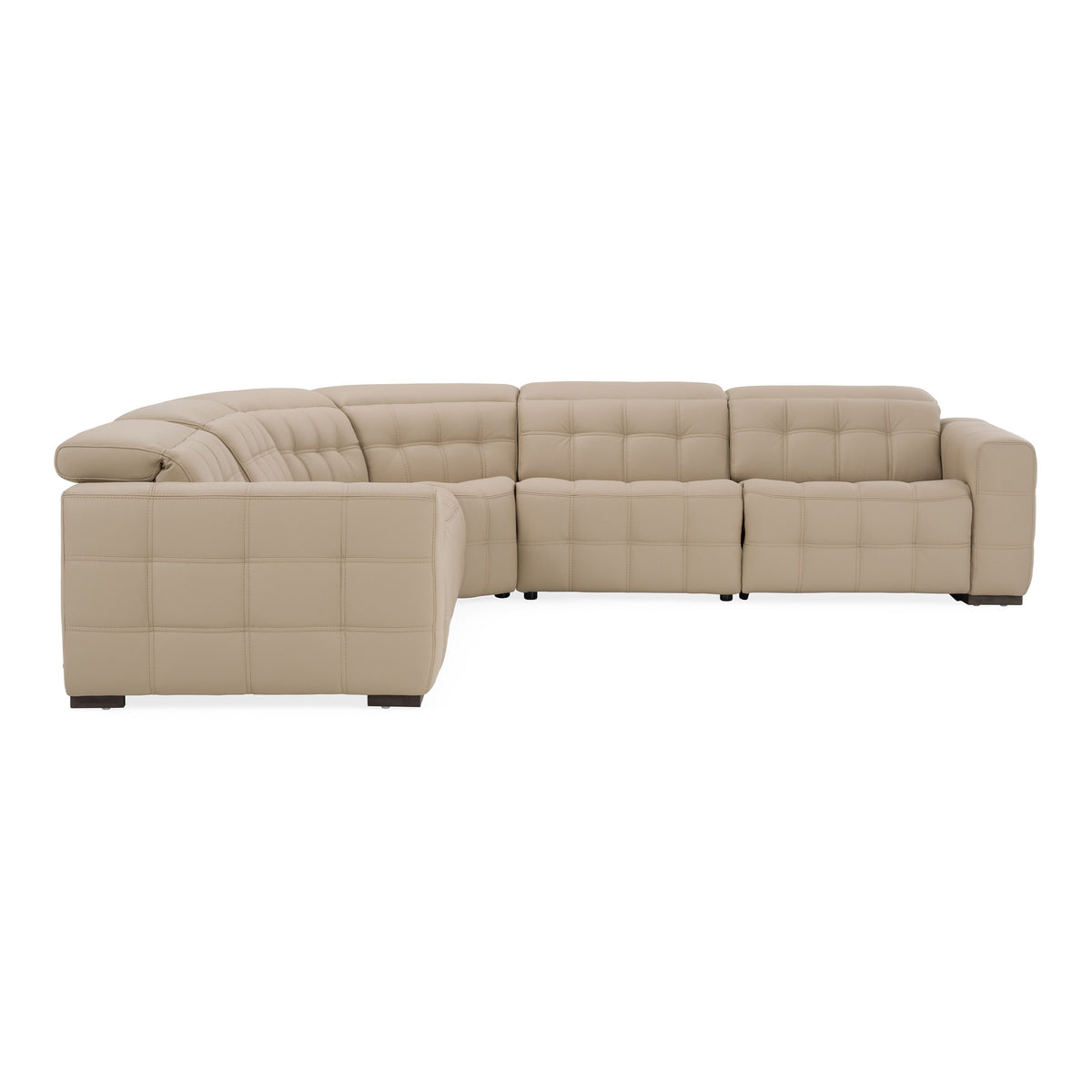 Carney Modern Beige Leather Sectional Sofa + 3 Recliners
