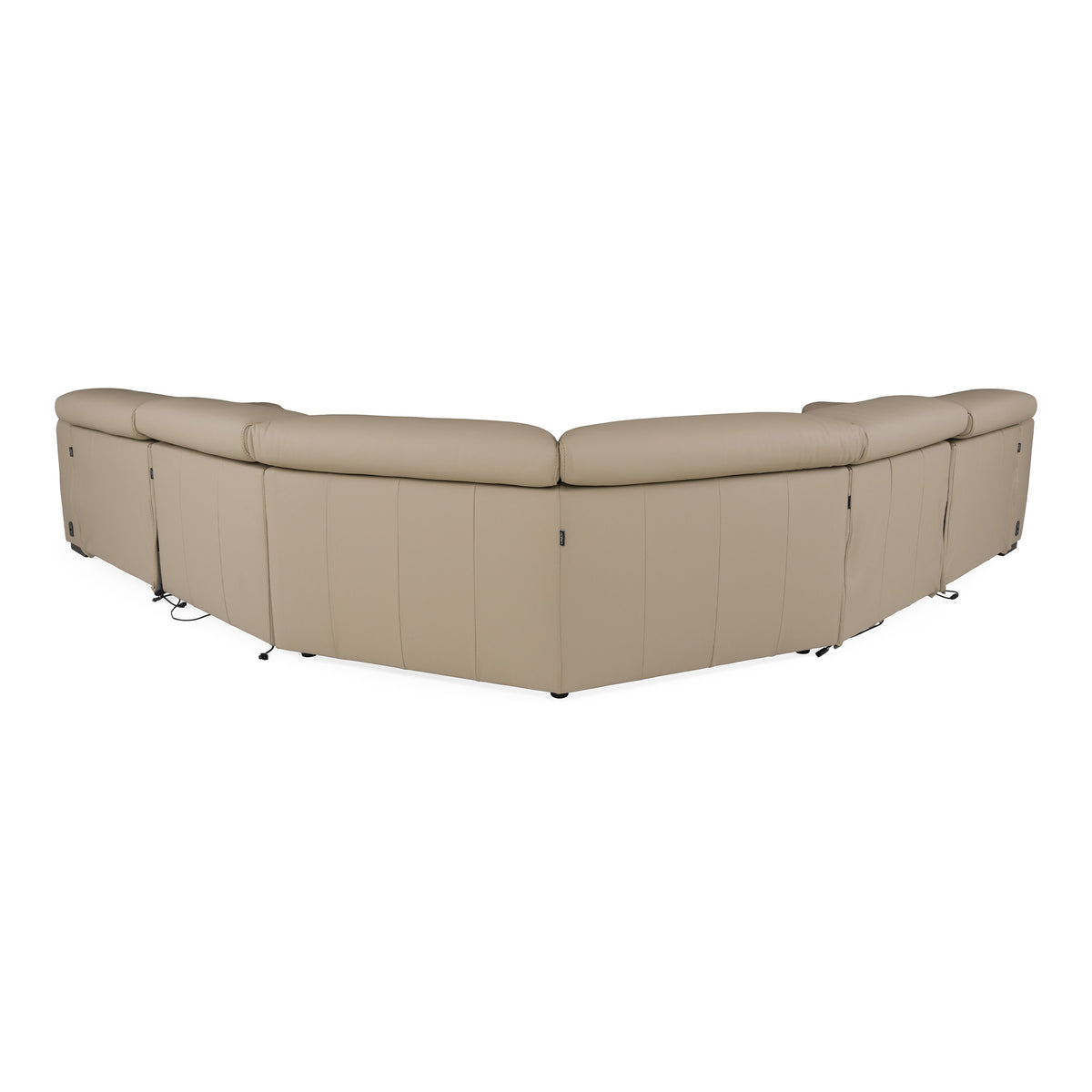 Carney Modern Beige Leather Sectional Sofa + 3 Recliners