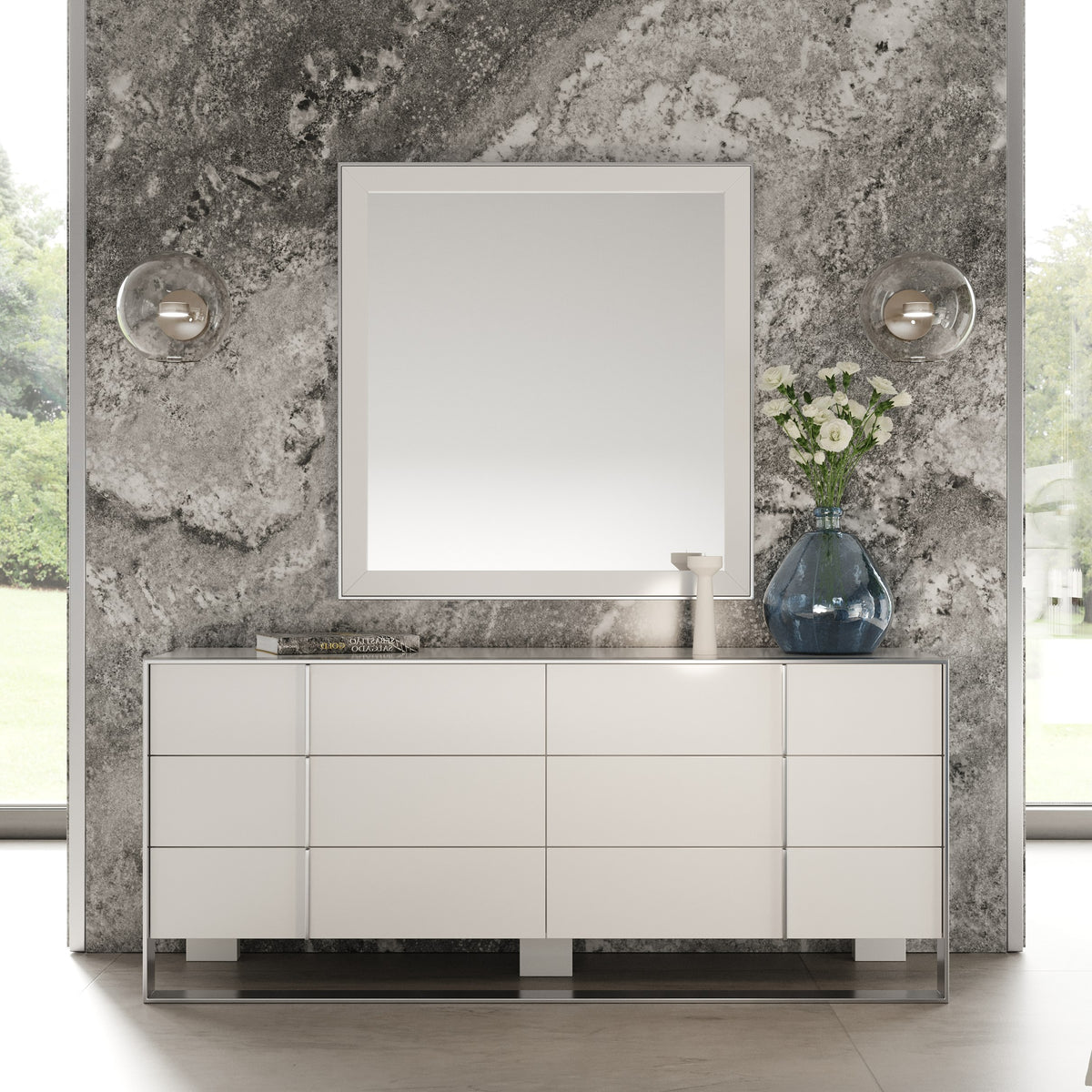 Cartier Modern White + Stainless Steel Dresser