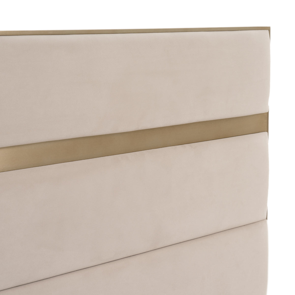 Cartier Modern Beige Velvet + Brushed Brass 4-Piece Bedroom Set
