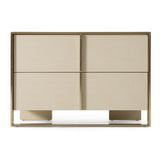 Cartier Modern Beige Shagreen and Brushed Brass Nightstand