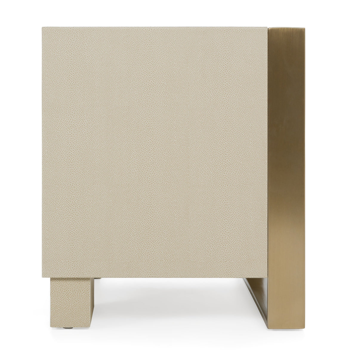 Cartier Modern Beige Shagreen and Brushed Brass Nightstand