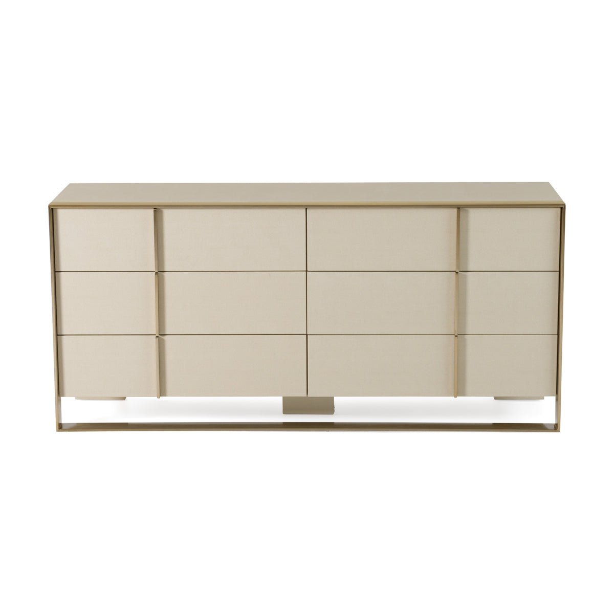 Cartier Modern Beige Shagreen and Brushed Brass Dresser