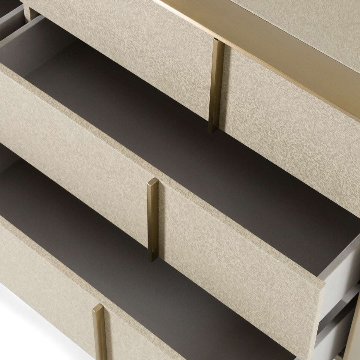 Cartier Modern Beige Velvet + Brushed Brass 4-Piece Bedroom Set