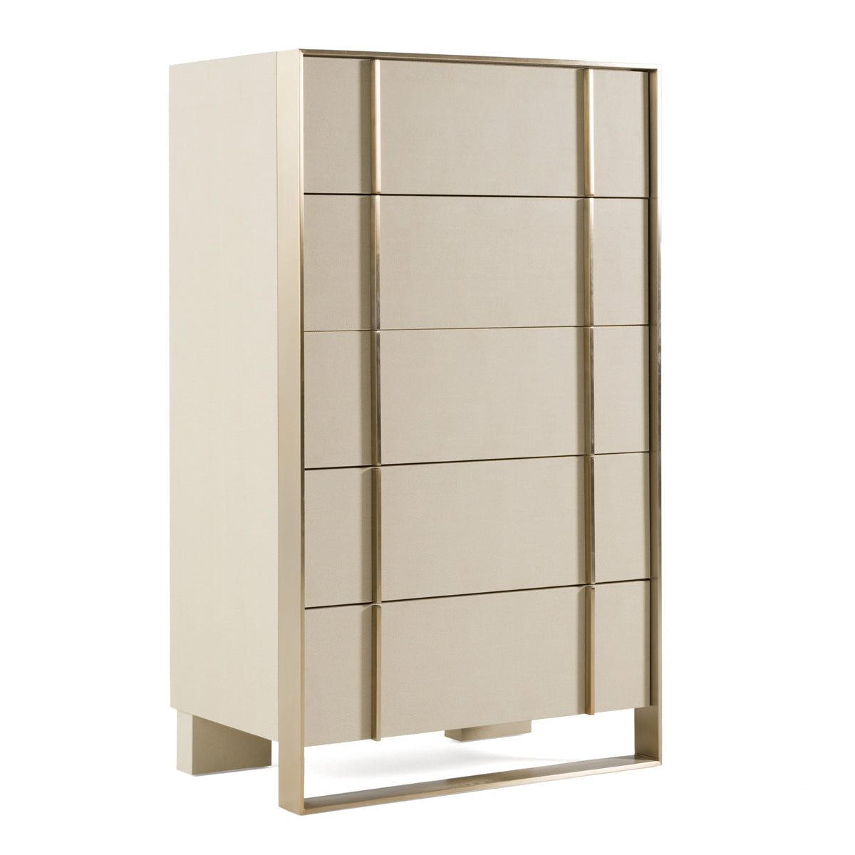 Cartier Modern Beige Shagreen and Brushed Brass Chest