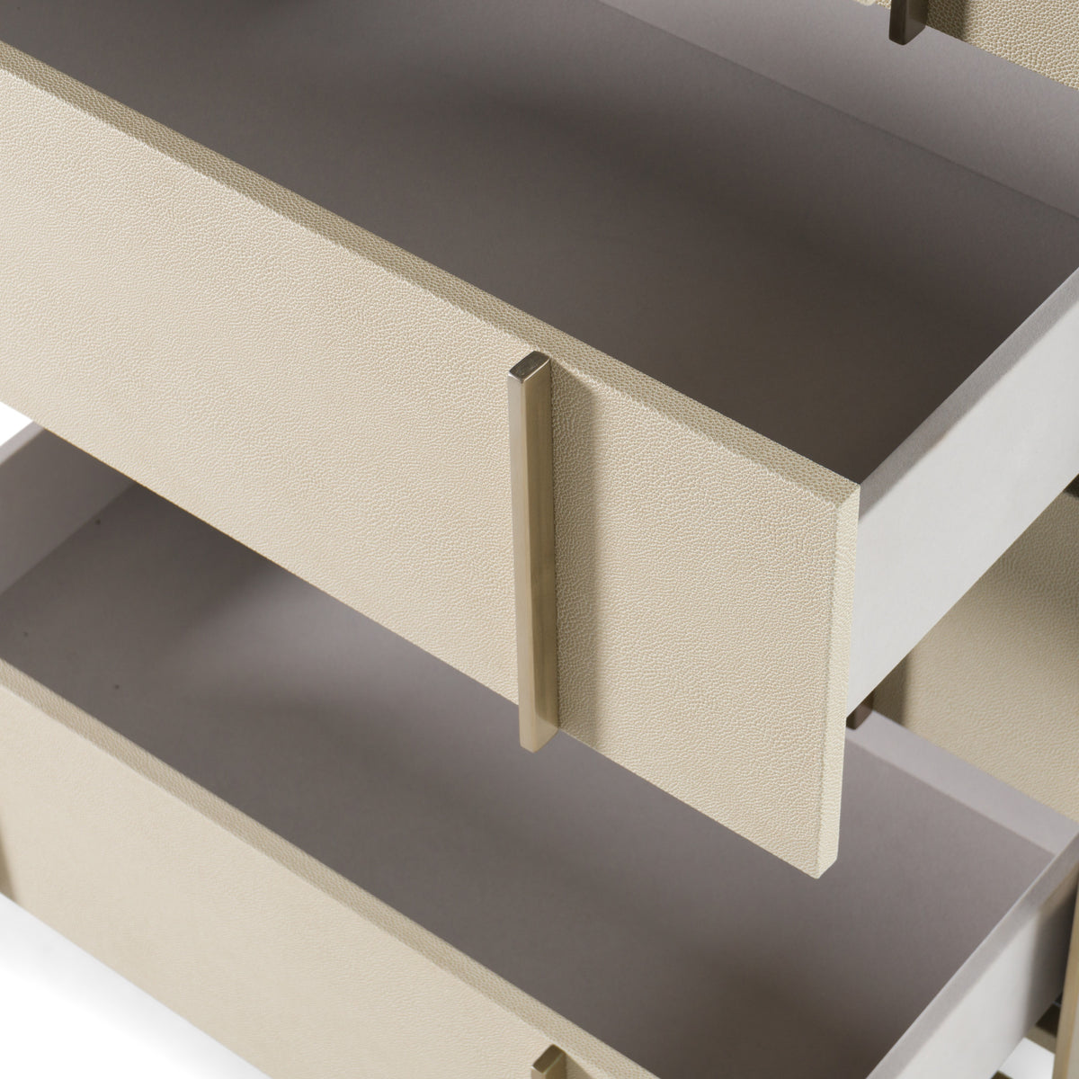 Cartier Modern Beige Shagreen and Brushed Brass Chest