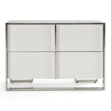 Cartier Modern White + Stainless Steel Nightstand