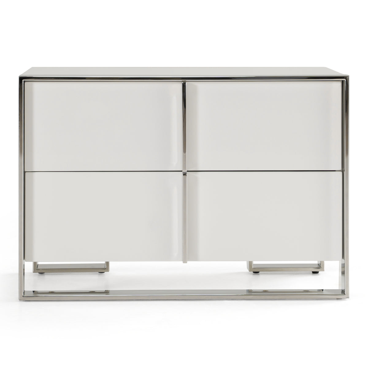 Cartier Modern White + Stainless Steel Nightstand