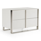 Cartier Modern White + Stainless Steel Nightstand