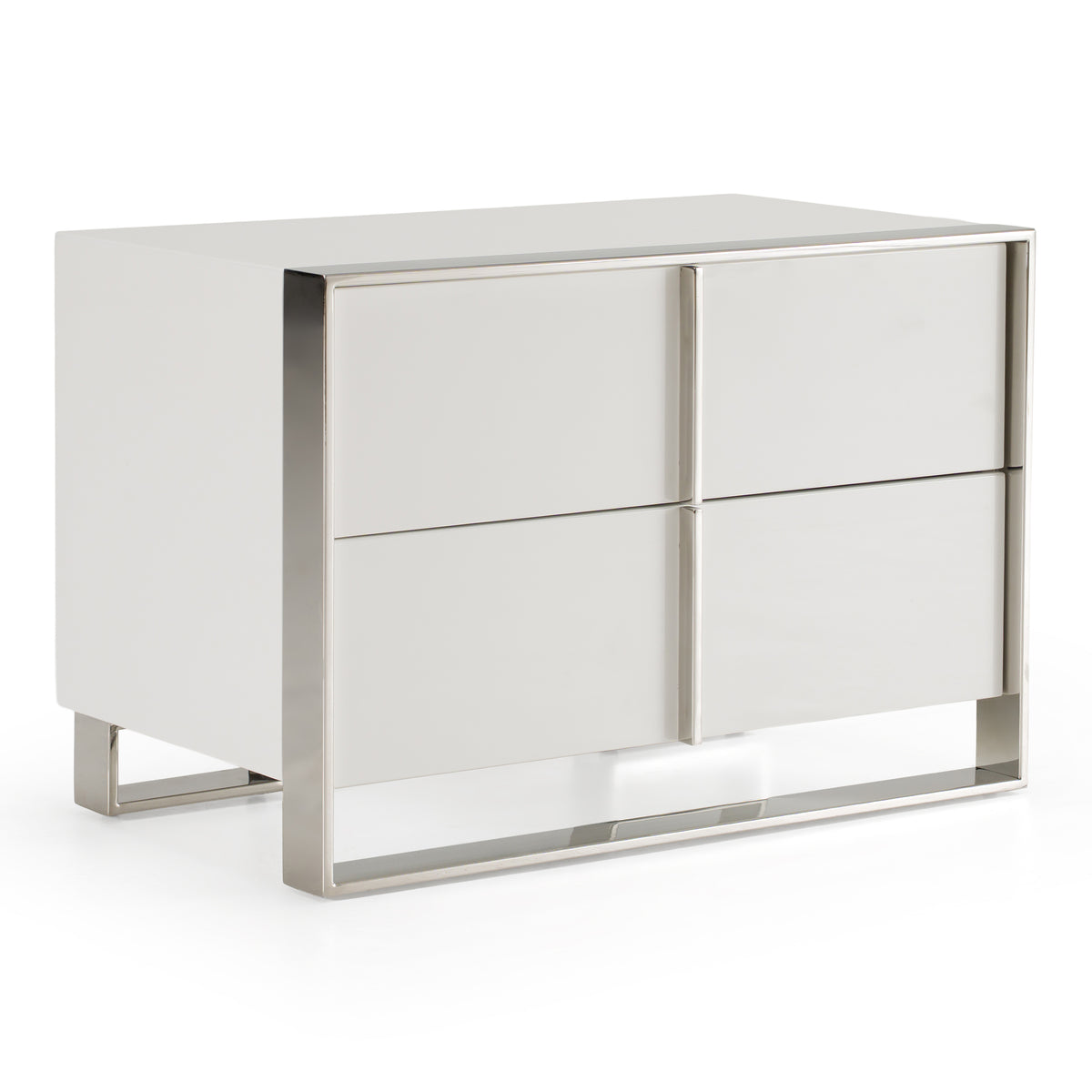 Cartier Modern White + Stainless Steel Nightstand