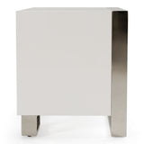 Cartier Modern White + Stainless Steel Nightstand