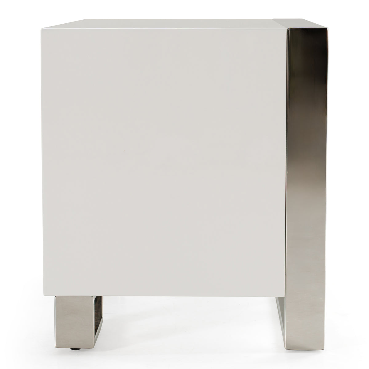 Cartier Modern White + Stainless Steel Nightstand