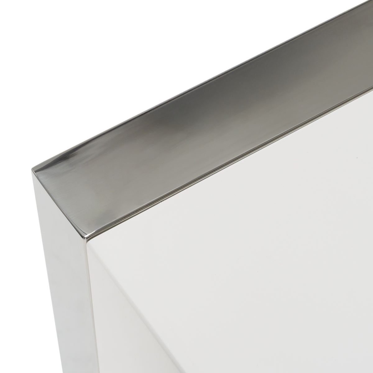 Cartier Modern White + Stainless Steel Nightstand