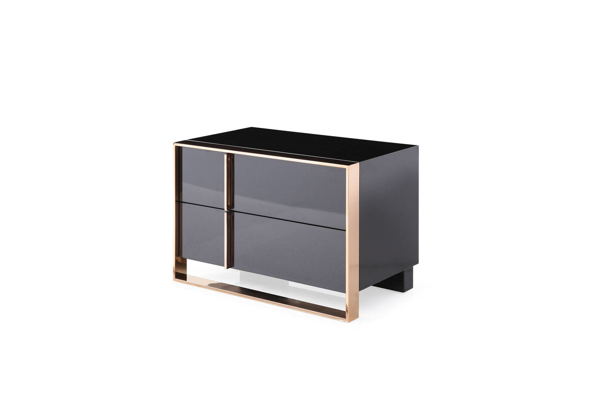 Cartier Eastern King Modern Black + Rose Gold Bed + Nightstands