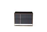 Cartier Eastern King Modern Black + Rose Gold Bed + Nightstands