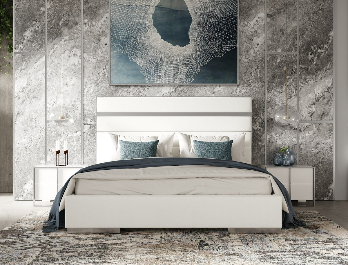 Cartier Modern White + Stainless Steel Nightstand