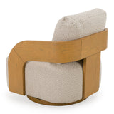 Caruso Modern Beige Fabric + Natural Oak Swivel Accent Chair