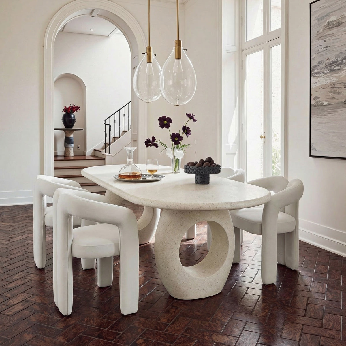 Ellen Glam White Velvet Dining Chair