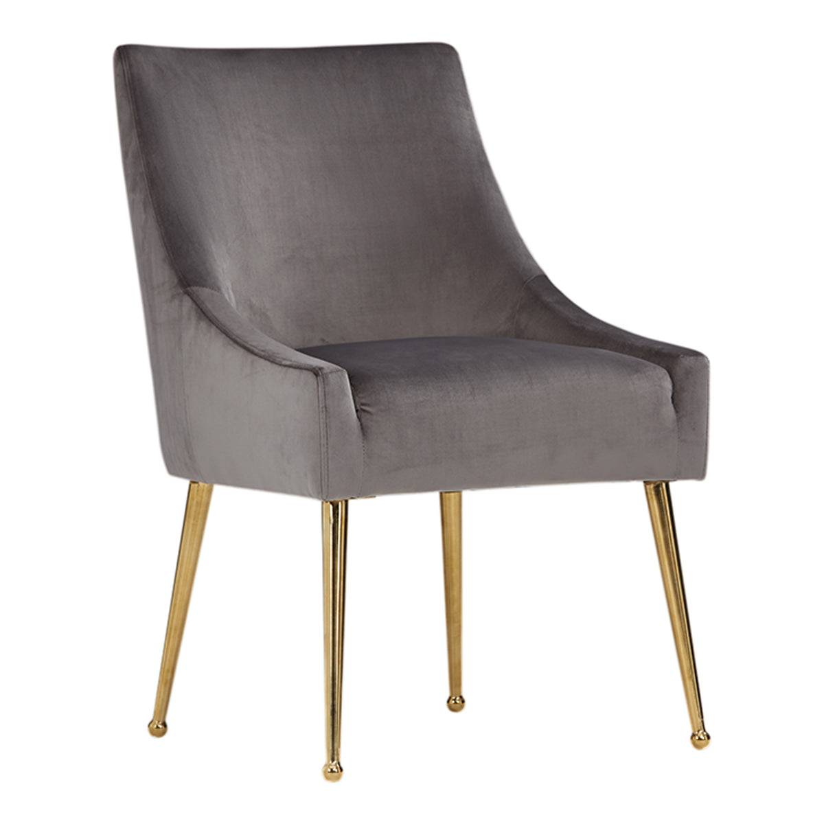 Castana Modern Grey Velvet & Gold Dining Chair (Set of 2)