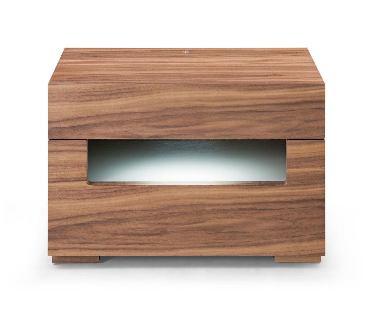 Ceres Contemporary LED Walnut Nightstand