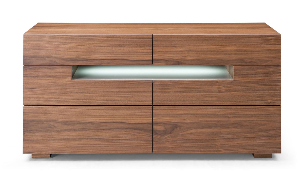 Ceres Contemporary LED Walnut Dresser
