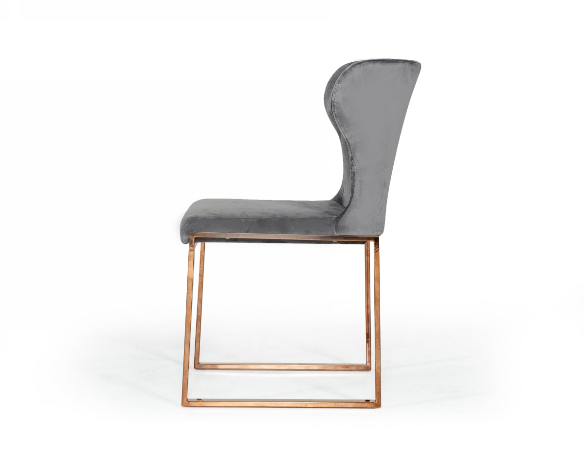 Chadwick Modern Grey Velvet & Rosegold Dining Chair