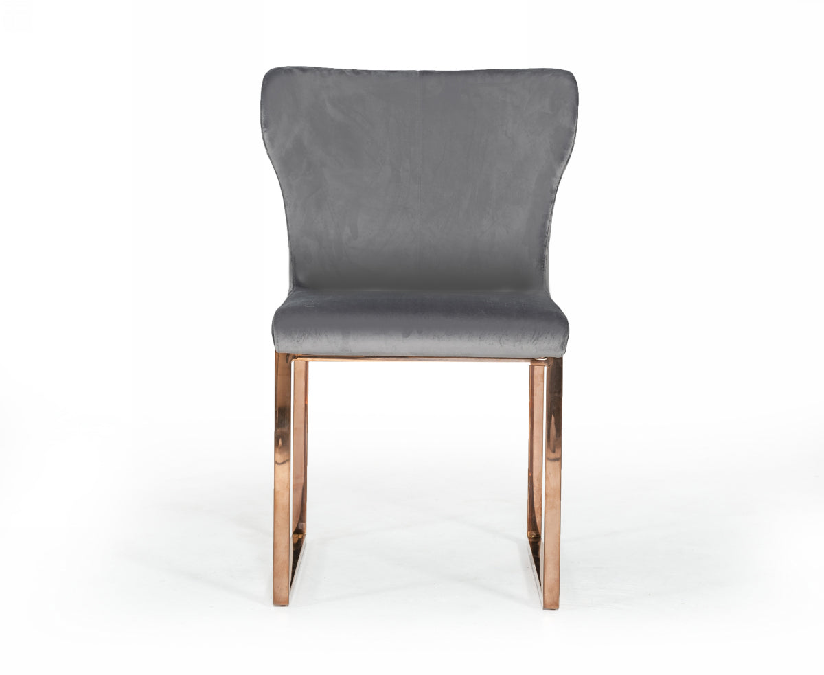Chadwick Modern Grey Velvet & Rosegold Dining Chair