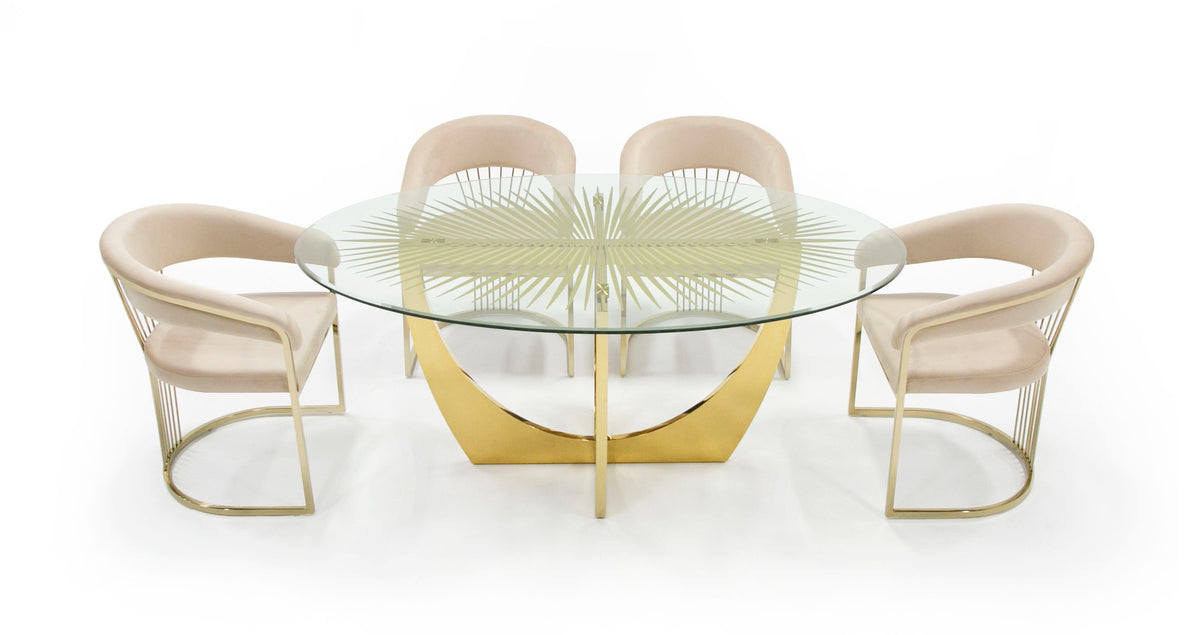 Chambers Glass & Gold Dining Table