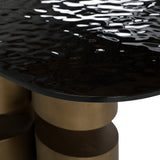 Chancery Modern Dark Grey Glass + Antique Brass Dining Table