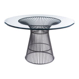 Chandler Modern Round Glass & Black Stainless Steel Dining Table