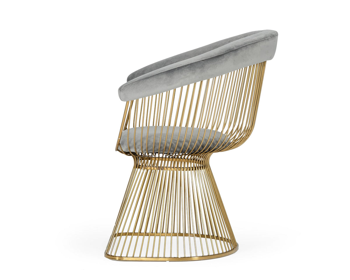 Chandler Modern Grey Velvet & Gold Dining Chair