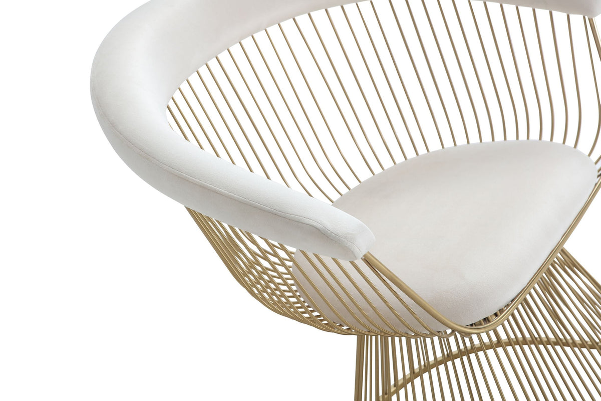 Chandler Modern Beige Velvet & Gold Dining Chair