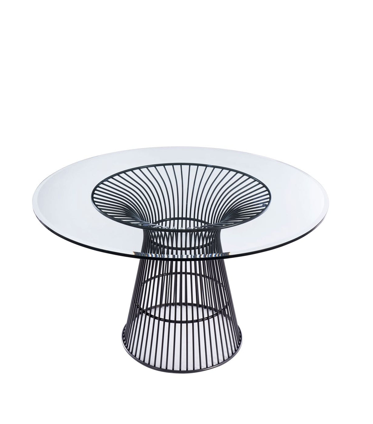 Chandler Modern Round Glass & Black Stainless Steel Dining Table