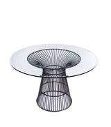 Chandler Modern Round Glass & Black Stainless Steel Dining Table