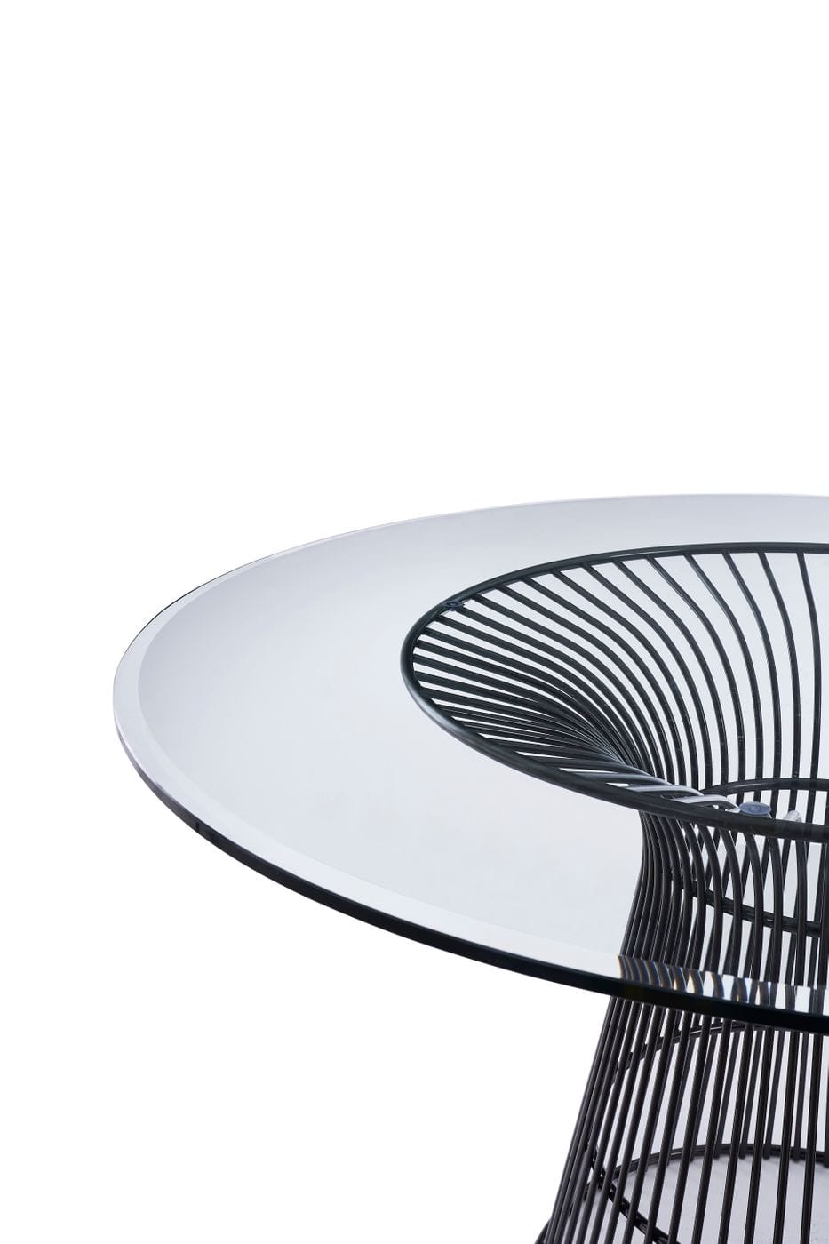 Chandler Modern Round Glass & Black Stainless Steel Dining Table