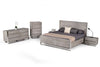 Queen Charlene Modern Grey Elm & Stainless Steel Bed