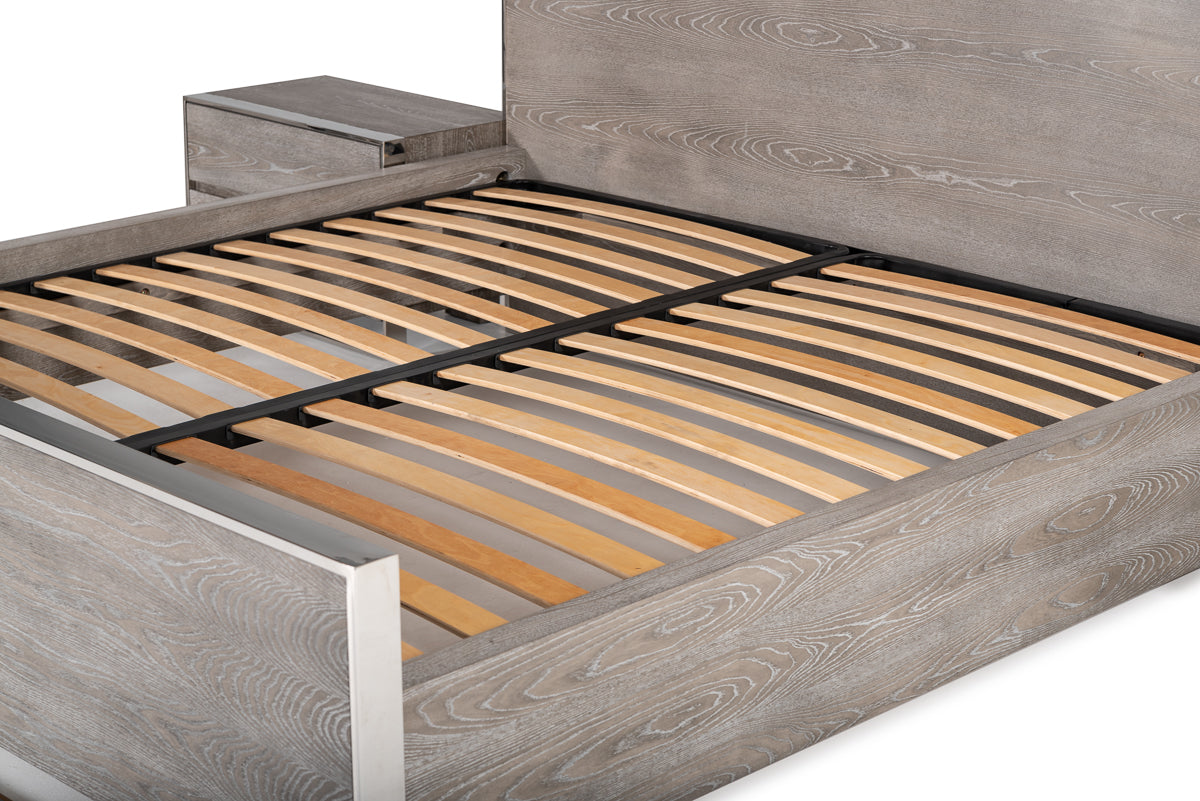 Charlene Modern Grey Elm & Stainless Steel Bed