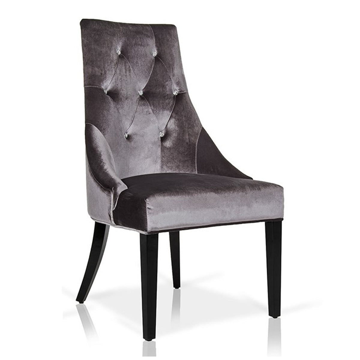 Charlotte Grey Velour Dining Chair (Set of 2)