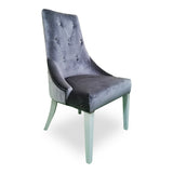 Charlotte Grey Velour & White High Gloss Dining Chair (Set of 2)
