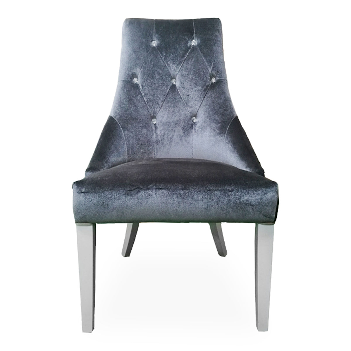 Charlotte Grey Velour & White High Gloss Dining Chair (Set of 2)