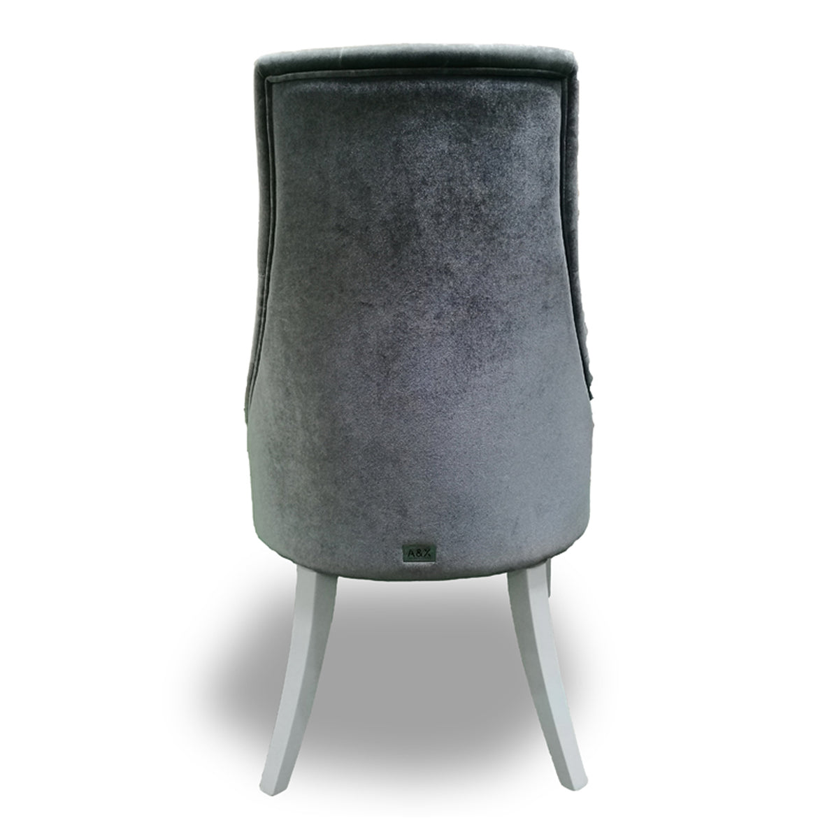 Charlotte Grey Velour & White High Gloss Dining Chair (Set of 2)