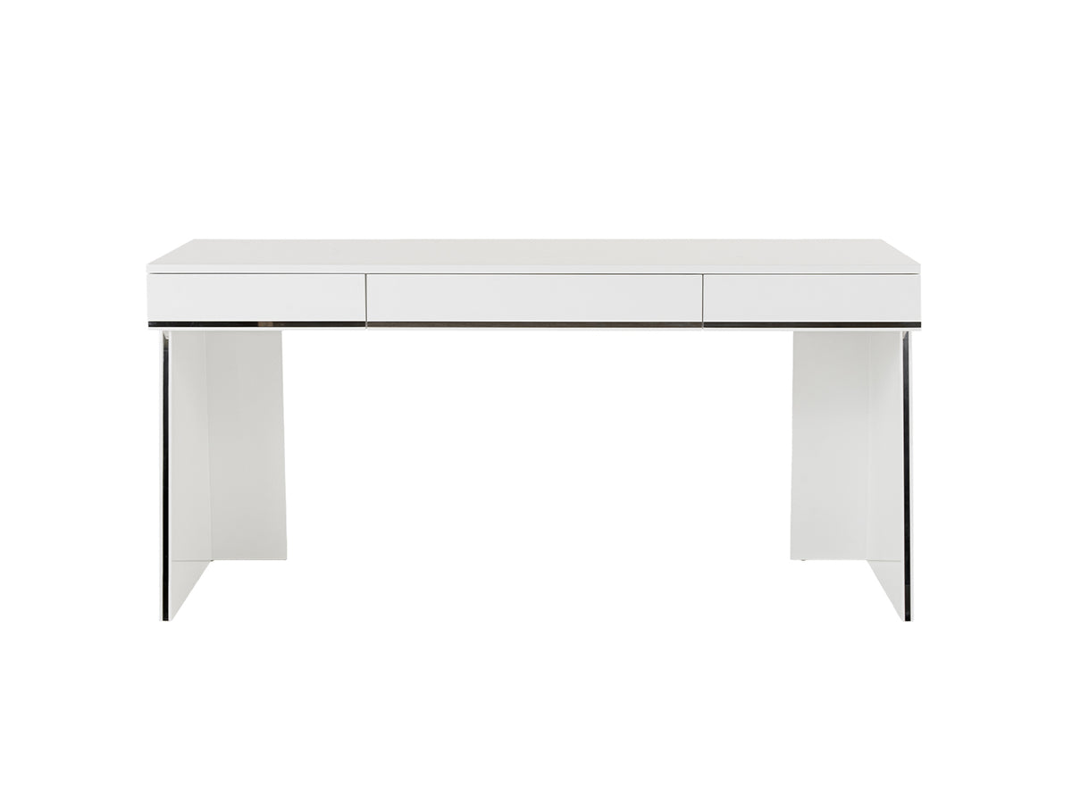 Mielcasa | White Modrest Chelsey Modern White and Stainless Steel Desk | SKU VGBB-MQ2102-W-D | MPN: 79838 | Free Delivery & Free Return