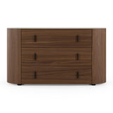 Chelton Contemporary White Ceramic & Walnut 3-Drawer Dresser