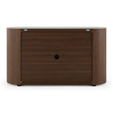 Chelton Contemporary White Ceramic & Walnut 3-Drawer Dresser